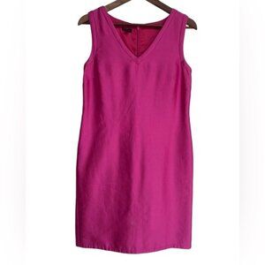 Talbots Womens Sleeveless Sheath Dress Pink Size 6 Silk Blend V-Neck Back Zip Pr